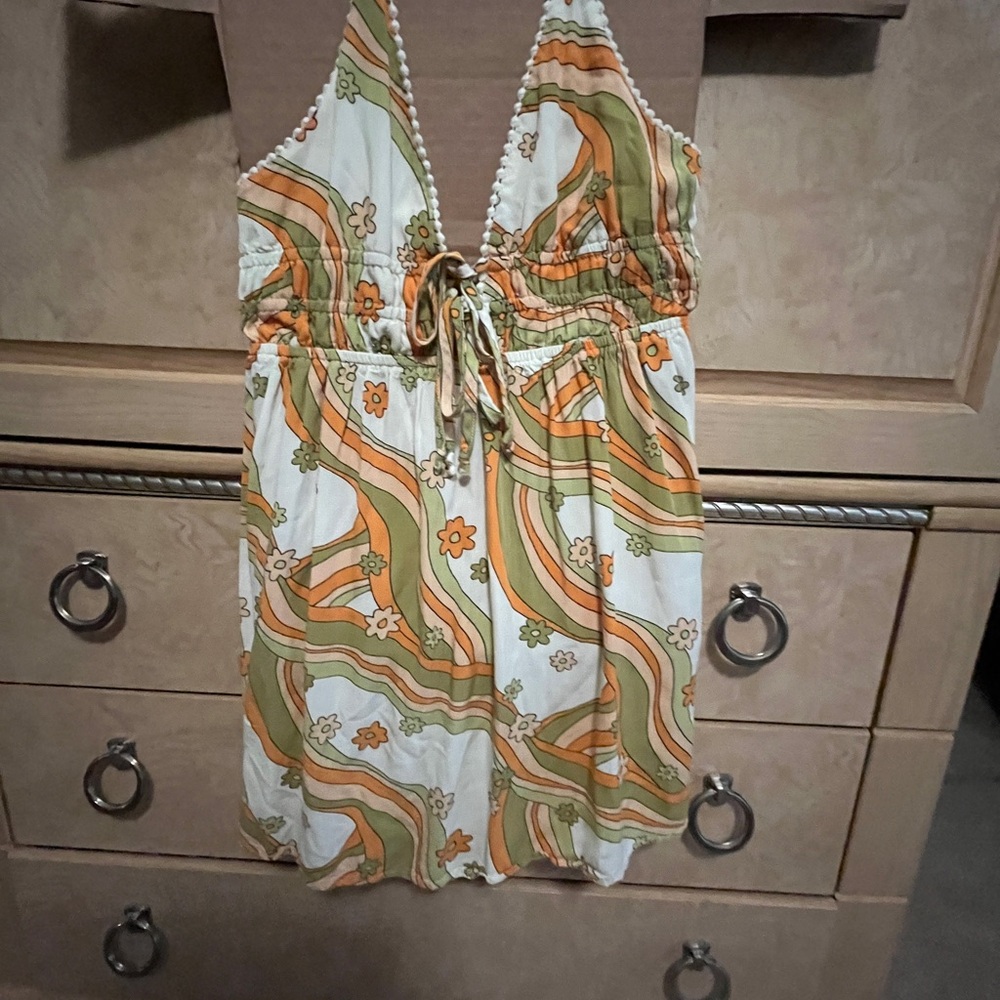 Wild Fable retro print sundress in Orange and Cream
